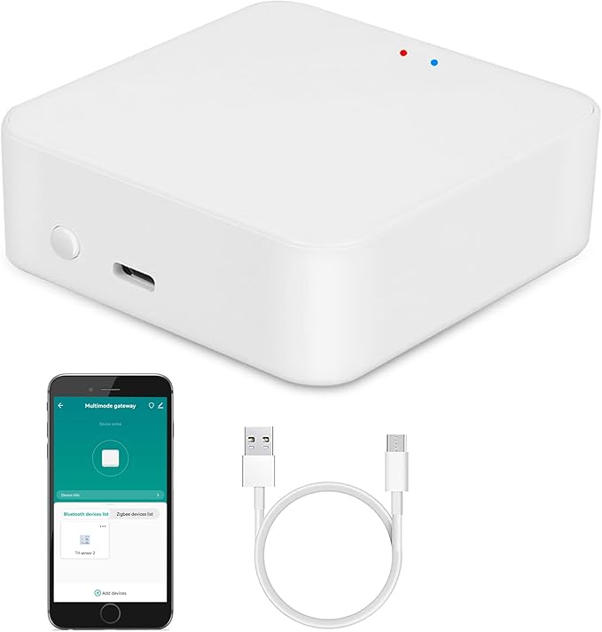 Smart Multi-mode Gateway: ZigBee 3.0 & Bluetooth & Mesh Hub, App Remote Control, Intelligent Bridge Wireless Smart Home Gateway Voice Control via Alexa/Google Home (ONLY Surport Tuya Smart Devices)