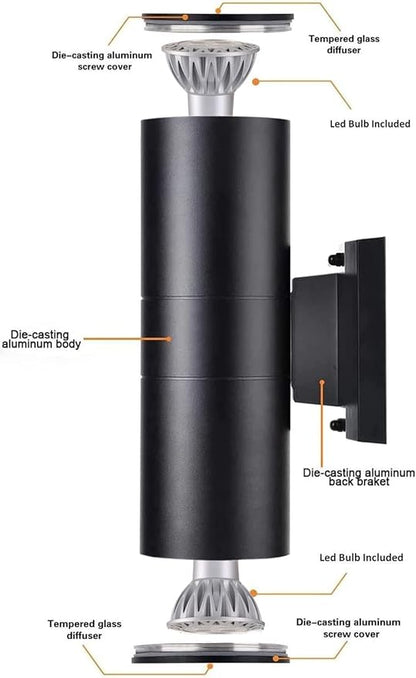 rosykite Dusk to Dawn Outdoor Wall Lighting,Double Up Down Aluminum Waterproof Wall Light with Sensor -Modern Outdoor Light Fixture for Porch, Backyard and Patio-ETL Listed (4 Pack)