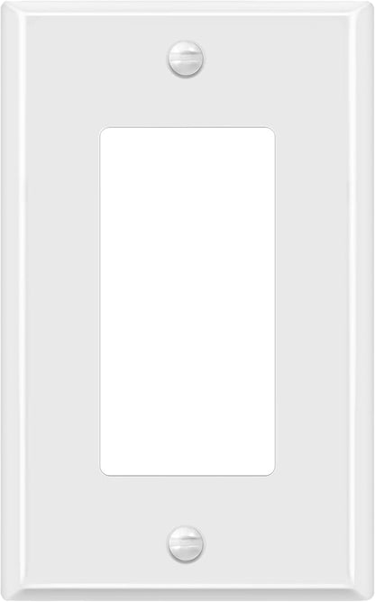 ENERLITES Decorator Switch Metal Wall Plate, Outlet Cover, Corrosion Resistant, Standard Size 1-Gang 4.50" x 2.76", Powder Coated Stamped Steel, 7731-WG, White Gloss