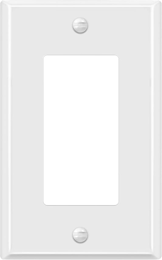 ENERLITES Decorator Switch Metal Wall Plate, Outlet Cover, Corrosion Resistant, Standard Size 1-Gang 4.50" x 2.76", Powder Coated Stamped Steel, 7731-WG, White Gloss