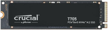 Crucial T705 PCIe Gen5 NVMe 4TB SSD, Up to 14,100MB/s, TLC NAND, Intel & Ryzen Compatible, for Hardcore Gaming & High-Speed Storage, Solid State Drive, Includes 1Mo Adobe CC – CT4000T705SSD3