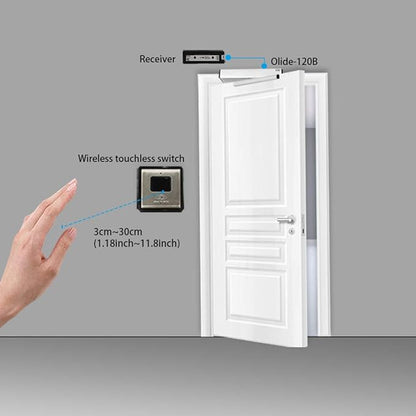 Olideauto Olide-120B Sensor Open Automatic Touchless Swing Door with 2pcs Olide-512 Touchless Wireless Wave to Open Switch