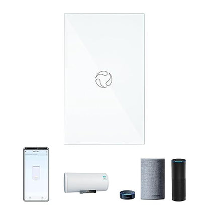 MOES Smart Water Heater Switch, 20A Water Heater Touch Switch Suitable for Bedroom, Work with Alexa, Google Assistant, 2.4GHz WiFi Glass Switch with Smart Life APP Control and Timing Function, White