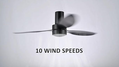 SMAAIR Ceiling Fan with Light and Remote Control 52 Inch, Flush Mount Ceiling Fans with Lights, Reversible, Noiseless DC Motors, Dimmable, Indoor Ceiling Fan for Bedroom, Living Room, Black