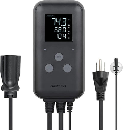 SENSTREE Greenhouse Temperature Controller Digital Waterproof Thermostat for Home Brewing, Fermentation, Breeding, Incubation, Terrarium, Heating & Cooling, 110V 10A 1100W