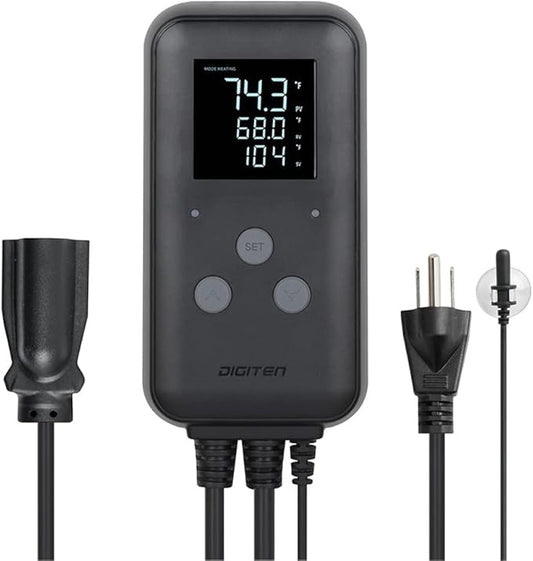 SENSTREE Greenhouse Temperature Controller Digital Waterproof Thermostat for Home Brewing, Fermentation, Breeding, Incubation, Terrarium, Heating & Cooling, 110V 10A 1100W