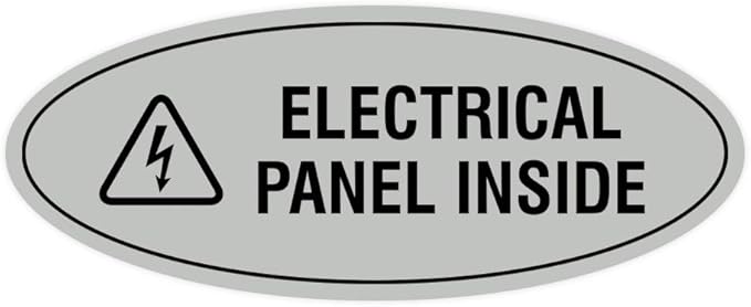 Signs ByLITA Oval Electrical Panel Inside Sign (Lt Gray) - Small 2 Pack