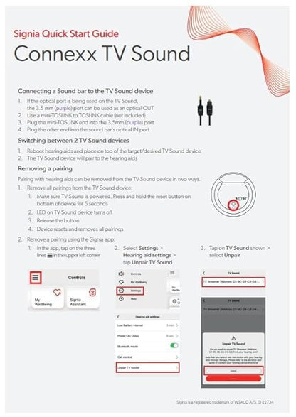 Signia TV Sound Bluetooth Transmitter – Direct Streaming for Hearing Aids | Compatible with Rexton, Miracle-Ear, Signia & Connexx Devices