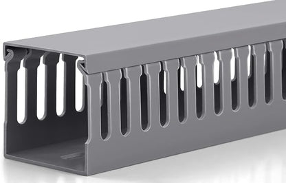 ZhiYo 2x2in Server Rack Cable Management, 6.6ft Cable Duct Cable Raceway Kit, Electrically Safe PVC for Network Cable Management, Open Slot Wire Raceway for Computer Under Desk, Wire Duct Grey