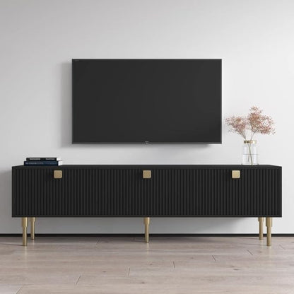 Meble Furniture Dorset 01 TV Stand - Modern Rectangular TV Stand with Storage Cabinets - Media Entertainment Center Console Table for TV Up to 80" - Magnolia