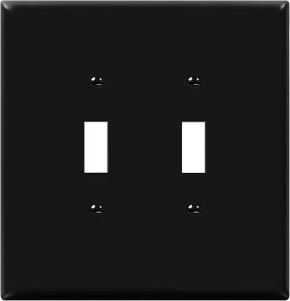 ENERLITES Double Toggle Switch Cover, Two Gang Light Switch Wall Plate, Gloss Finish, Oversized 2-Gang 5.5" x 5.5", Unbreakable Polycarbonate Thermoplastic, UL Listed, 8812O-BK, Black