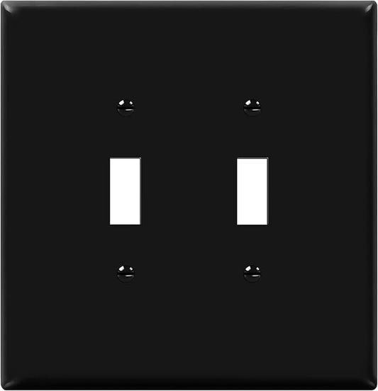ENERLITES Double Toggle Switch Cover, Two Gang Light Switch Wall Plate, Gloss Finish, Oversized 2-Gang 5.5" x 5.5", Unbreakable Polycarbonate Thermoplastic, UL Listed, 8812O-BK, Black