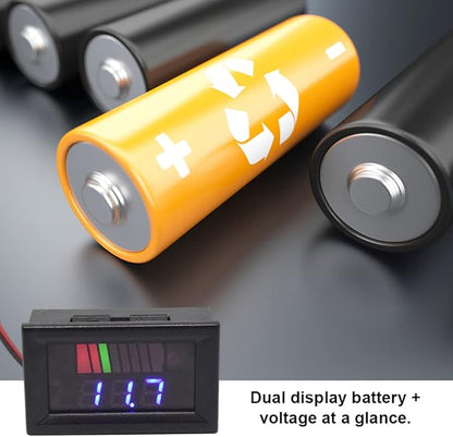 Battery Charge Level Indicator Universal Car Battery Capacity Meter Tester Checker 12V-60V Blue Car Battery Tester Motorcycle Battery Checker Battery Fuel Gauge Indicator Battery Capacity Meter Teste