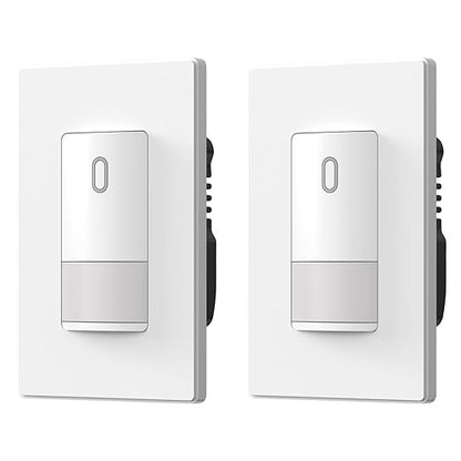 ELEGRP Matte White Single Pole Occupancy Motion Sensor Light Switch, Need Neutral Wire, 120° Sensor Coverage PIR Infrared Motion Activated, for CFL/LED/MLV/INC/HAL/Fan, UL,2 Pack