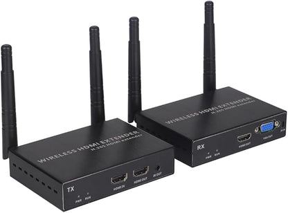 EXVIST 100M 1080P VGA Wireless HDMI Transmitter Receiver Kits W/HDMI & VGA Loop-Out, Up to 328 Feet, IR Support, Suitable for Transmitting from Laptop, PC, YouTube, PS4 to HDTV or Projector