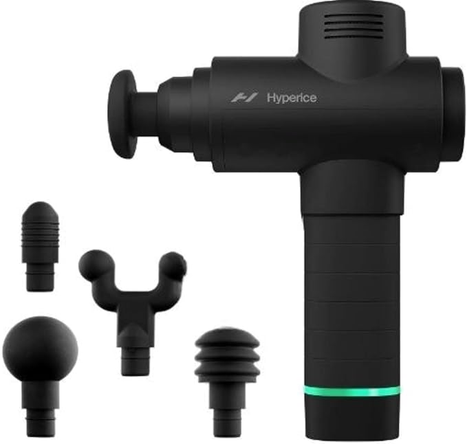 Hyperice Hypervolt 2 Black - Featuring Quiet Glide Technology - Handheld Percussion Massage Gun | 3 Speeds, 5 Interchangeable Heads | Helps Relieve Sore Muscles and Stiffness |FSA and HSA