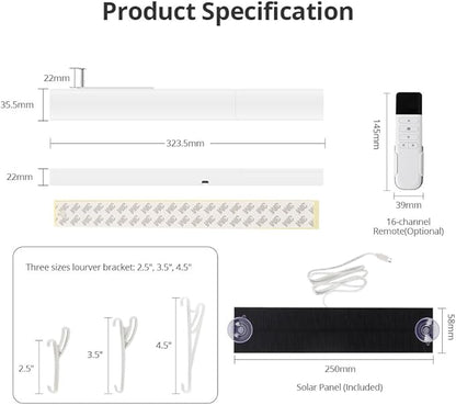 Zigbee Plantation Shutters Motor for Motorized Plantation Shutters and Automatic Curtain Opener, Requires Tuya Zigbee Hub (Motor with 16-Channel Remote)