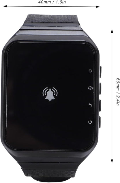 Yunseity Wireless Calling System, 1 Watch Receiver 1 Key Transmitter, Including Flashing, Vibration, and Buzzer, IPX4 Water Proof, for Home, Restaurant, Factory