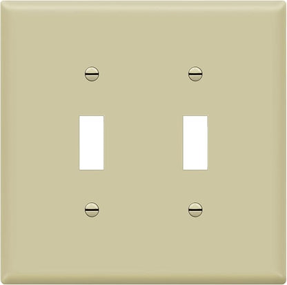 ENERLITES Toggle Light Switch Wall Plate, Gloss Finish, Midway Size 2-Gang 4.88" x 4.92", Unbreakable Polycarbonate Thermoplastic, UL Listed, 8812M-I, Ivory