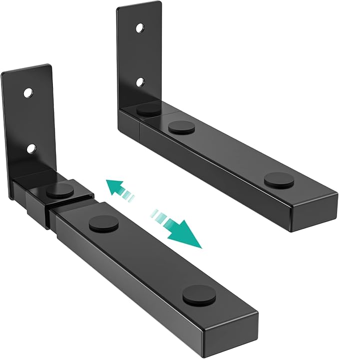 WALI Center Channel Speaker Wall Mount, Universal Soundbar Wall Mount Bracket Hold up to 30 lbs, Arms Extend Adjustment from 7 to 11.5 inch (SLK201), Black