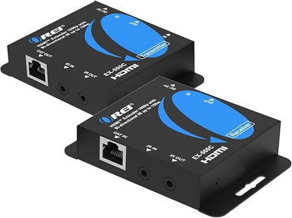 OREI HDMI Over Ethernet Extender with HDMI Loop Out, Bi-Directional IR, and PCM2.0 Audio – Extend 1080p@60Hz Up to 492ft Over CAT6/7