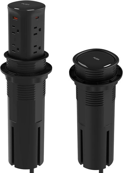 Pop up Outlet for Countertop,3-1/8 inch Hole Desk Grommet Power Station,20W USB C Fast Charging,8 Outlets 4-USB,Kitchen Island Pop Up Electrical Outlet,ETL Listed