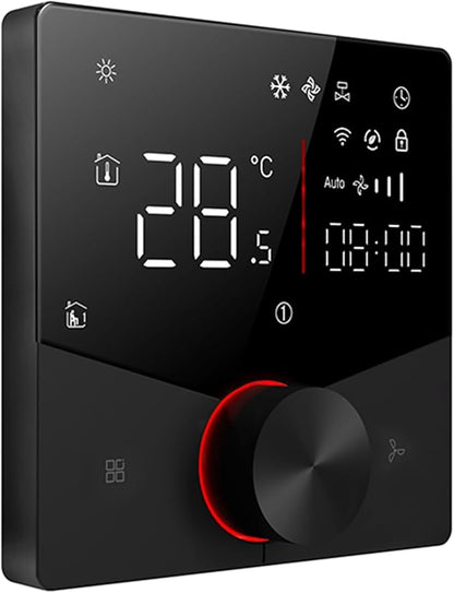 WiFi Central AC Thermostat Energy Saving Control Wall Mounted Programmable Temperature Controller for Smart Home (Black)