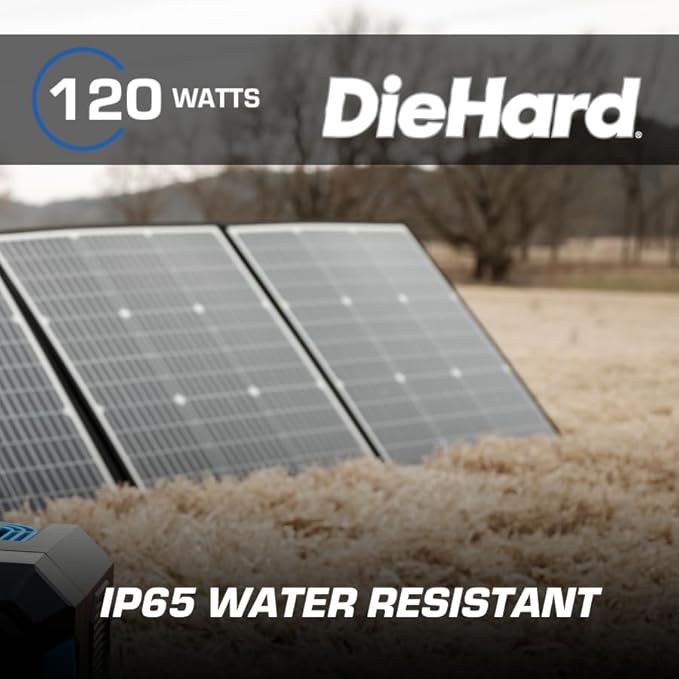 DieHard Solar Panel, 120-Watt, Foldable, Flexible, Lightweight, Portable - Designed for use with DieHard Portable Power Stations