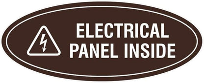 Signs ByLITA Oval Electrical Panel Inside Sign (Dark Brown) - Large 2 Pack