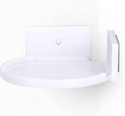 BRAINWAVZ 4” Small Floating Shelf, Adhesive & Screw in, for Bluetooth Speakers, Cameras, Plants, Toys, Books & More, Easy to Install Shelves Wall Mount (White)