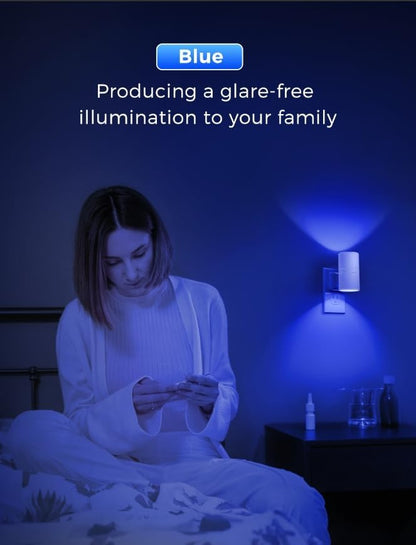 L LOHAS LED Night Light, 2 Pack Bluey Night Light, Plug into Wall, Dimmable, Sensor, Calm Blue Light for Bedroom, Bathroom, Hallway