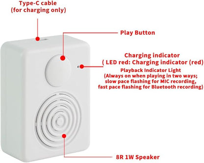 Voice Recorder Box, Support Bluetooth & MIC Recording Audio Box,16MB Sound Module with Speaker,16 Min Easy Sound Voice Box for Personalized Greetings, DIY Projects, Holiday Crafts ect.