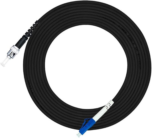 Jeirdus 40M LC to ST Outdoor Armored Simplex 9/125 SM Fiber Optic Cable Jumper Optical Patch Cord Singlemode 40Meters 130ft LC-ST