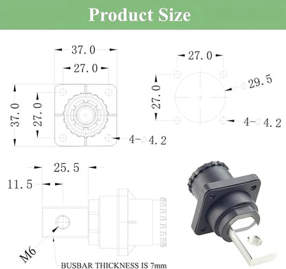 1 Set Battery Energy Storage Connector 350A 95mm² High Current HV Connectors Quick Plug Terminal Right Angle Plug and Socket IP67 Waterproof Power Adapter (Black, 350A)