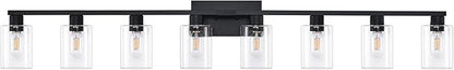SOPEAS 8-Light Black Vanity Light Fixtures,Vanity Lights Clear Glass ShadeRust and Moisture Resistant Easy to Install Vanity Lights for Bathroom Light Over Mirror