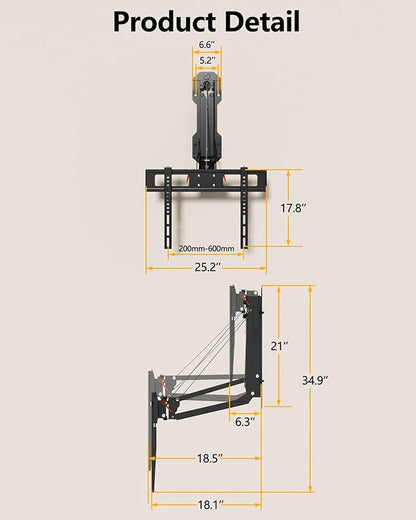 FORGING MOUNT Motorized Fireplace Pull Down TV Mount with Remote for 32-85" TVs, Electric Above Fireplace TV Wall Mount with Height Adjustable, Swivel,Tilt, Holds 88 lbs Max VESA 600x400