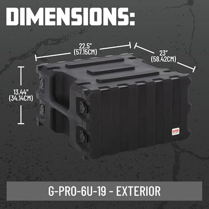 Gator Cases Pro Series 6U Rack Case with Standard 19" Depth, Roto Molded Made in USA (G-PRO-6U-19)