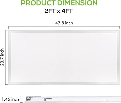 hykolity 2x4 FT LED Flat Panel Troffer Light, 40-50-60W, CCT Selectable 4000K-5000K-6500K Drop Ceiling Office Lights, 115LM/W, 0-10V Dimmable Ultra Slim Recessed Back-lit Fixture, 6 Pack