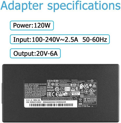 20V 6A 120W Charger Compatible with Intel NUC 12 Pro NUC12WSHi7 NUC12WSKi3 NUC12WSHi7 Mini PC NUC 12 Pro Wall Street Canyon NUC 13 Pro NUC13PMKi5 NUC13PMKi7 NUC13ANKi5 NUC13ANBv5