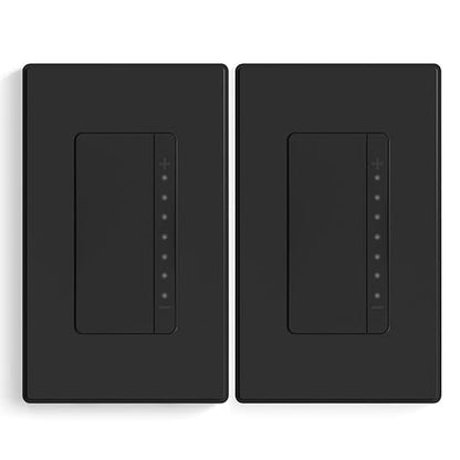 ELEGRP Dimmer Switch, Digital Dimmer Light Switch for LED Lights 150W, INC/HAL 450W, 3 Way LED Dimmer Switch, Needs Neutral Wire, Wall Plate Included, UL Listed, 2 Pack, Matte Black