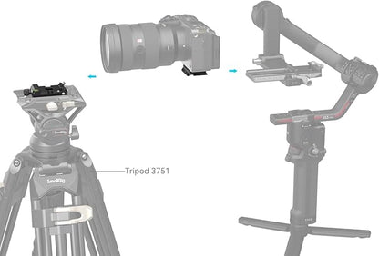SmallRig Mount Plate Kit with Top Plate for Arca-Swiss and Bottom Plate for Manfrotto-Type, Compatible for DJI RS Series - 4234