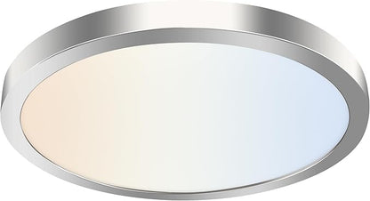 hykolity 12 Inch Selectable CCT LED Round Flat Panel Light, 24W 3000K/4000K/5000K, Edge-Lit Flush Mount Ceiling Light Fixture for Kitchen, Bedroom, Laundry and Closet Room,Brush Nickel