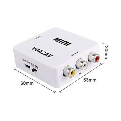 XMSJSIY VGA to AV RCA Composite Converter Adapter Box with USB Power Cable HD 1080P Audio Video Converter PC to TV Set Top Box