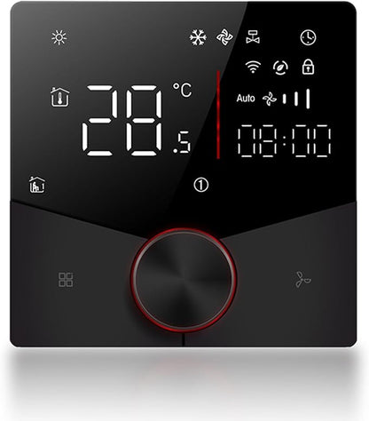 WiFi Central AC Thermostat Energy Saving Control Wall Mounted Programmable Temperature Controller for Smart Home (Black)