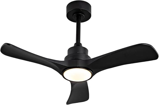 Gaizw 36 Ceiling Fans with Lights,Small Ceiling Fan with Light and Remote Control Reversible 3CCT Dimmable, Noiseless Ventilation Fan,Wooden 3 Blade Ceiling Fan for Bedroom Indoor Outdoor(Black Fan)