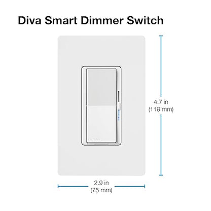 Lutron Diva Smart Dimmer Switch for Caséta Smart Lighting | No Neutral Wire Required | DVRF-6L-BL | Black