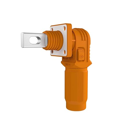 250A Battery Energy Storage Connector, 70mm² High Current Connectors IP67 Waterproof Copper Plate Wiring Power Adapter Quick Plug Terminal Right Angle Plug and Socket (1500V Black+Orange)