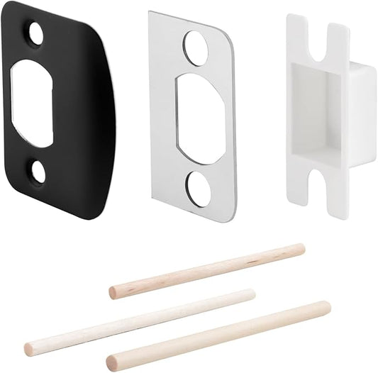 MOSECYOU Standard Door Strike Plate with Shim, Door Lock Latch Restorer Spacer, Universal Residential Security Striker, Fix Door Won’t Latch Close (Black)