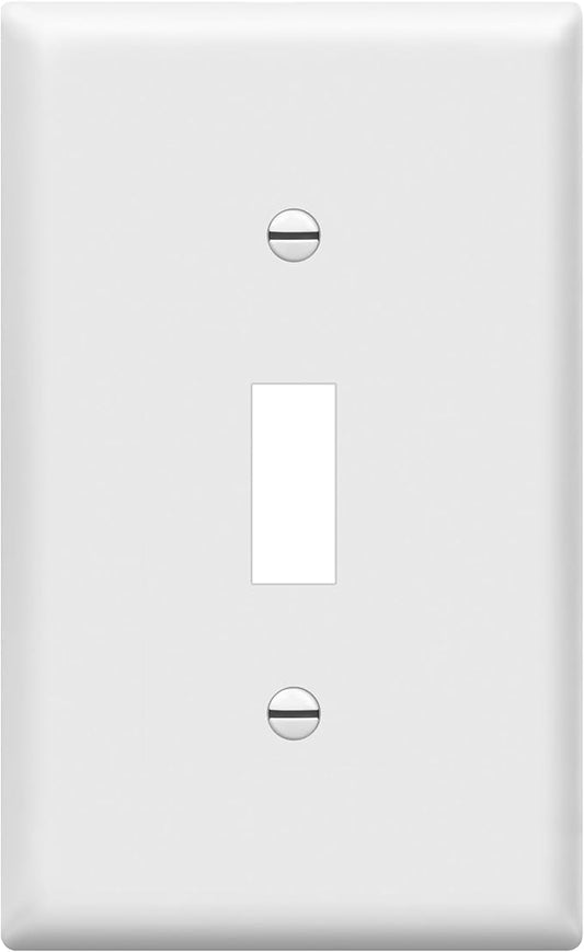 ENERLITES Toggle Light Switch Wall Plate, Gloss Finish, Size 1-Gang 4.50" x 2.76", Unbreakable Polycarbonate Thermoplastic, 8811-W, White