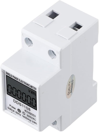 Digital Energy Meter LCD Display 50A 60A Single Phase Power Monitor Electric Consumption Meter with Backlight LED Pulse Indicator for Industrial Commercial Use(Without backlight)